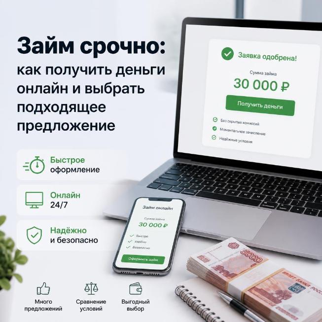 Займ срочно онлайн — как быстро получить деньги и выбрать займ