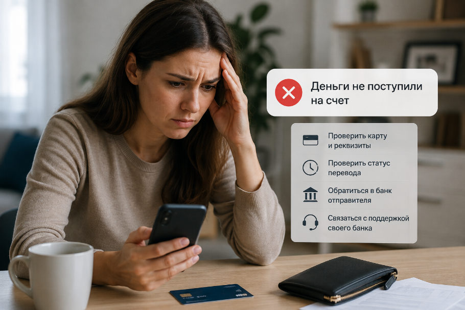 Перевод отправлен, а деньги не пришли: что проверить и когда обращаться в банк