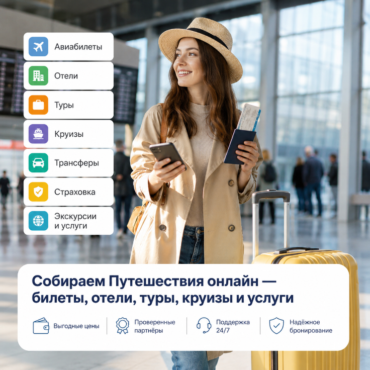 Собираем путешествия онлайн — билеты, отели, туры, круизы и другие услуги